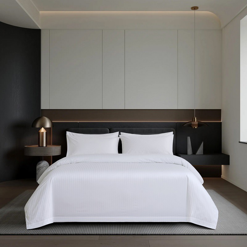 Hotel White Sateen Stripe Bedding Sets